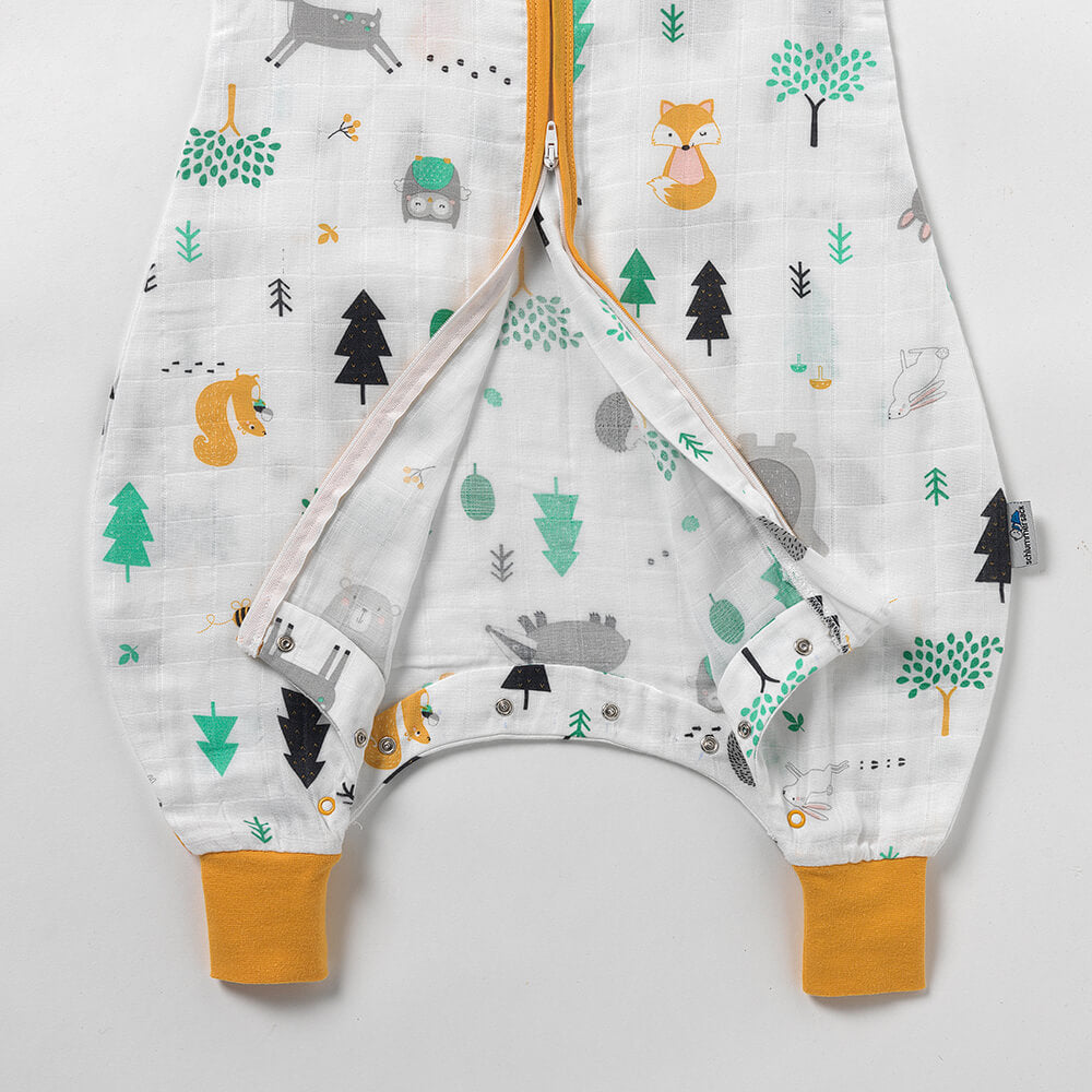 Organic Muslin Sleeping Bag with Feet - 0.5 Tog