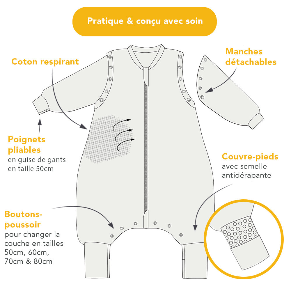 Sleeping Bag with Feet, Foldable Feet Covers & Sleeves - 1.0 TOG