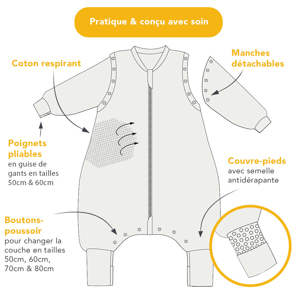 Sleeping Bag with Feet, Foldable Feet Covers & Sleeves - 1.0 TOG