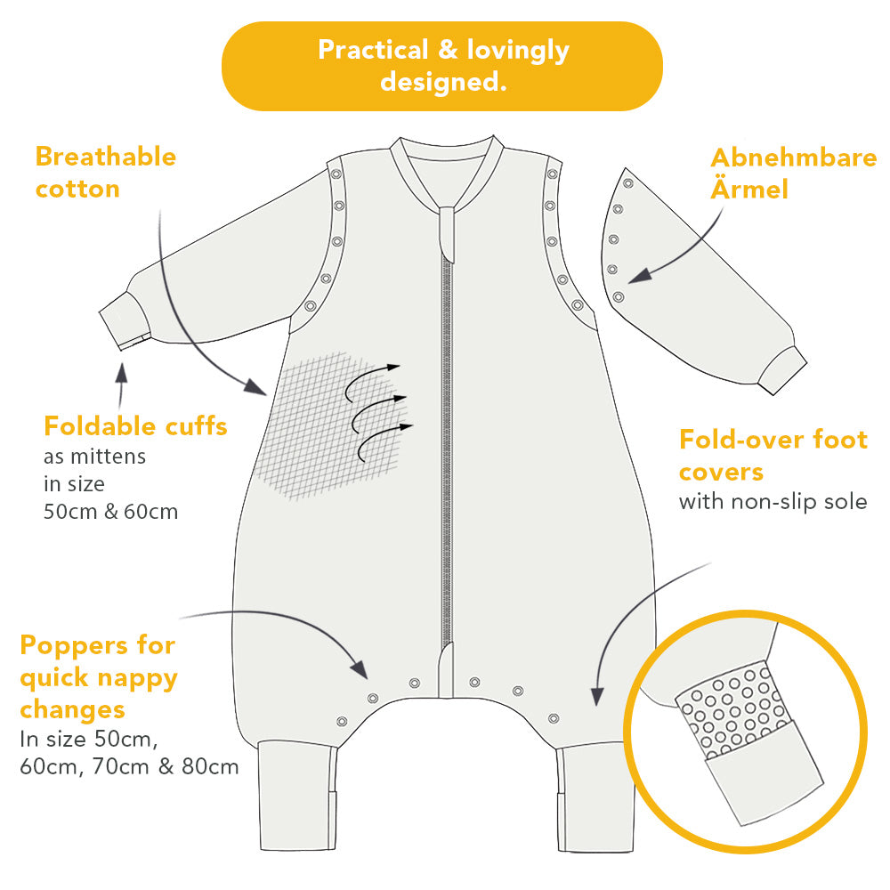 Sleeping Bag with Feet & Foldable Feet Covers - 2.5 TOG