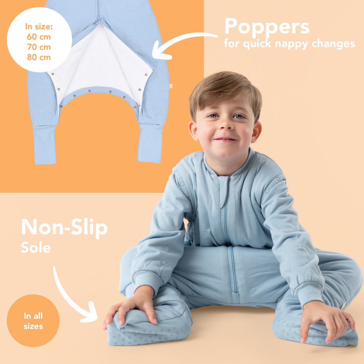 Sleeping Bag with Feet & Foldable Feet Covers - 2.5 TOG