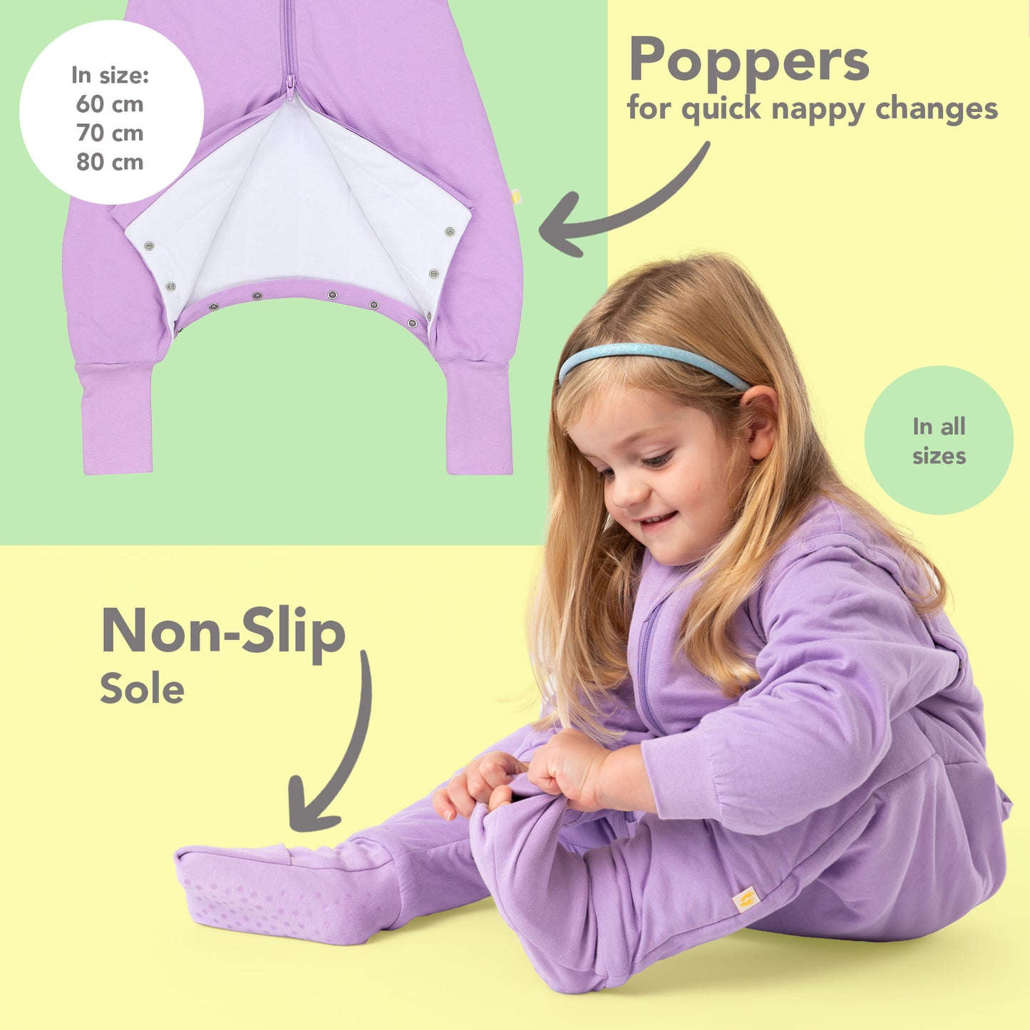 Sleeping Bag with Feet & Foldable Feet Covers - 2.5 TOG