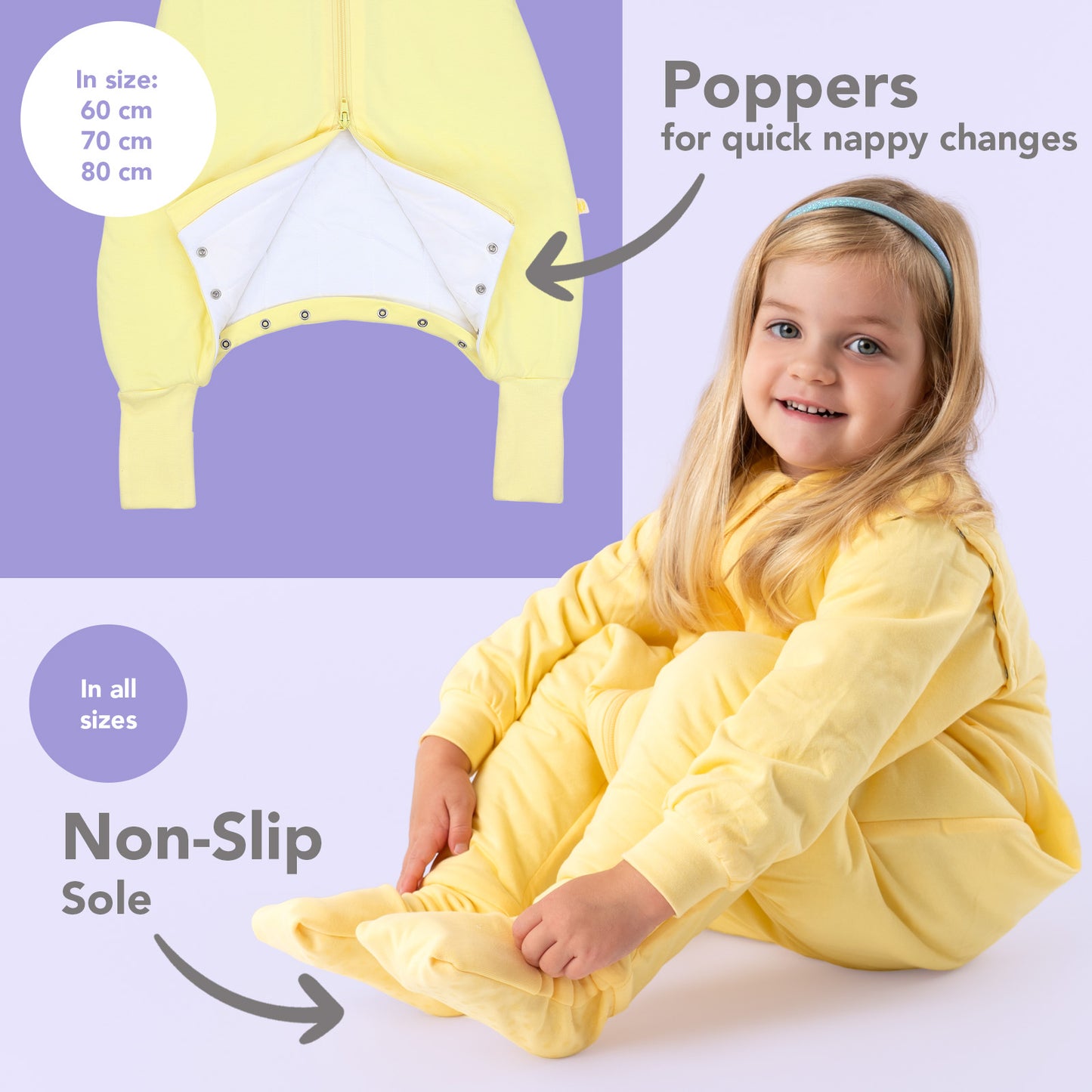 Sleeping Bag with Feet & Foldable Feet Covers - 2.5 TOG