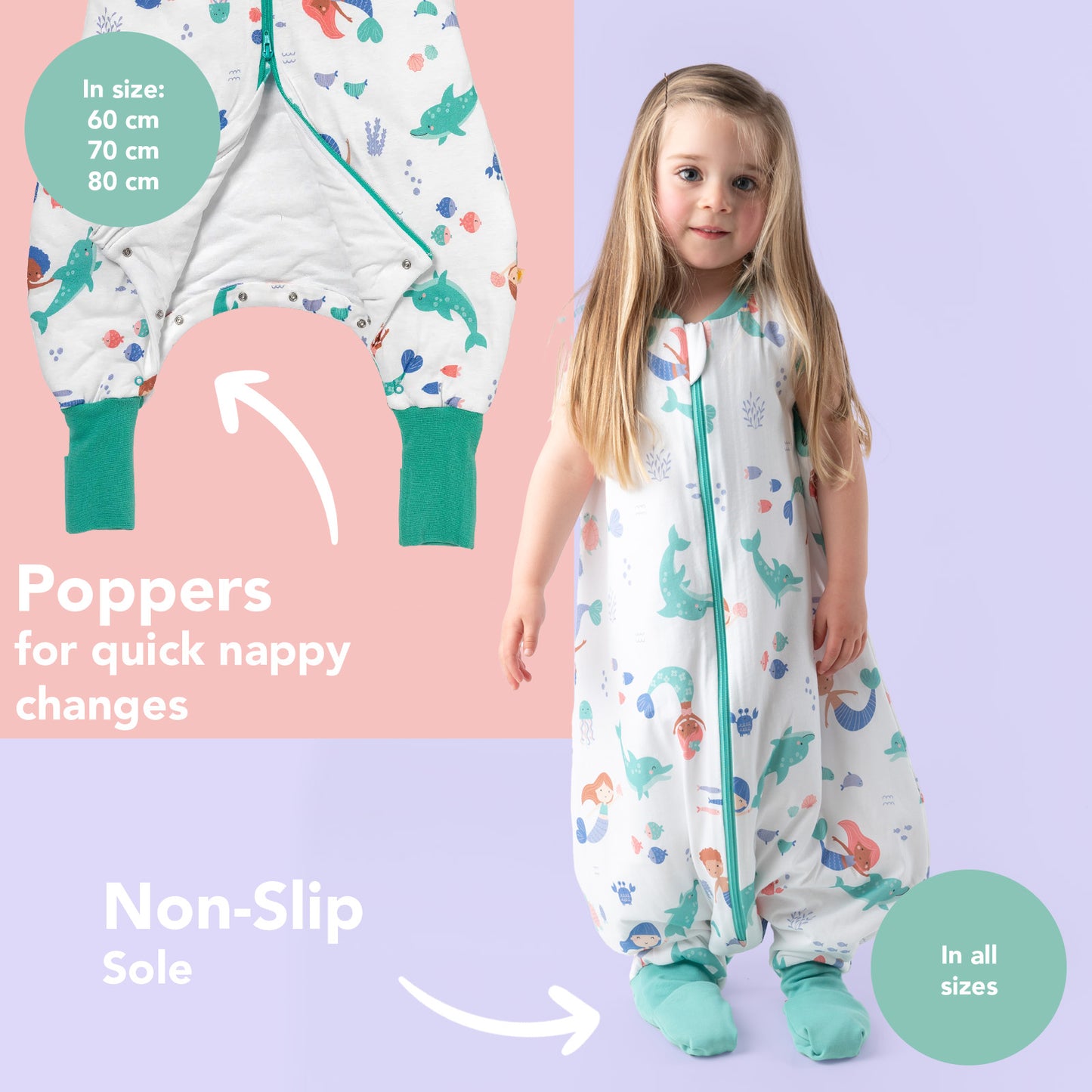 Sleeping Bag with Feet & Foldable Feet Covers - 1.0 TOG