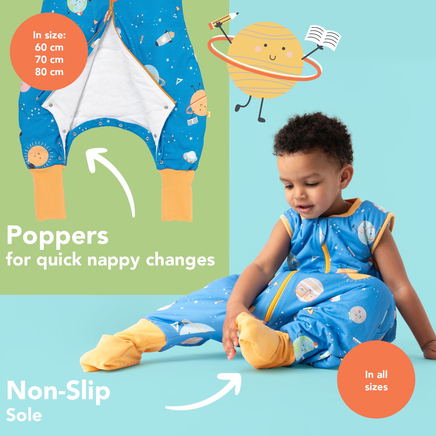 Sleeping Bag with Feet & Foldable Feet Covers - 1.0 TOG