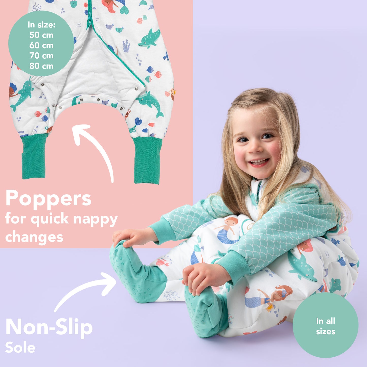 Sleeping Bag with Feet & Foldable Feet Covers - 2.5 TOG