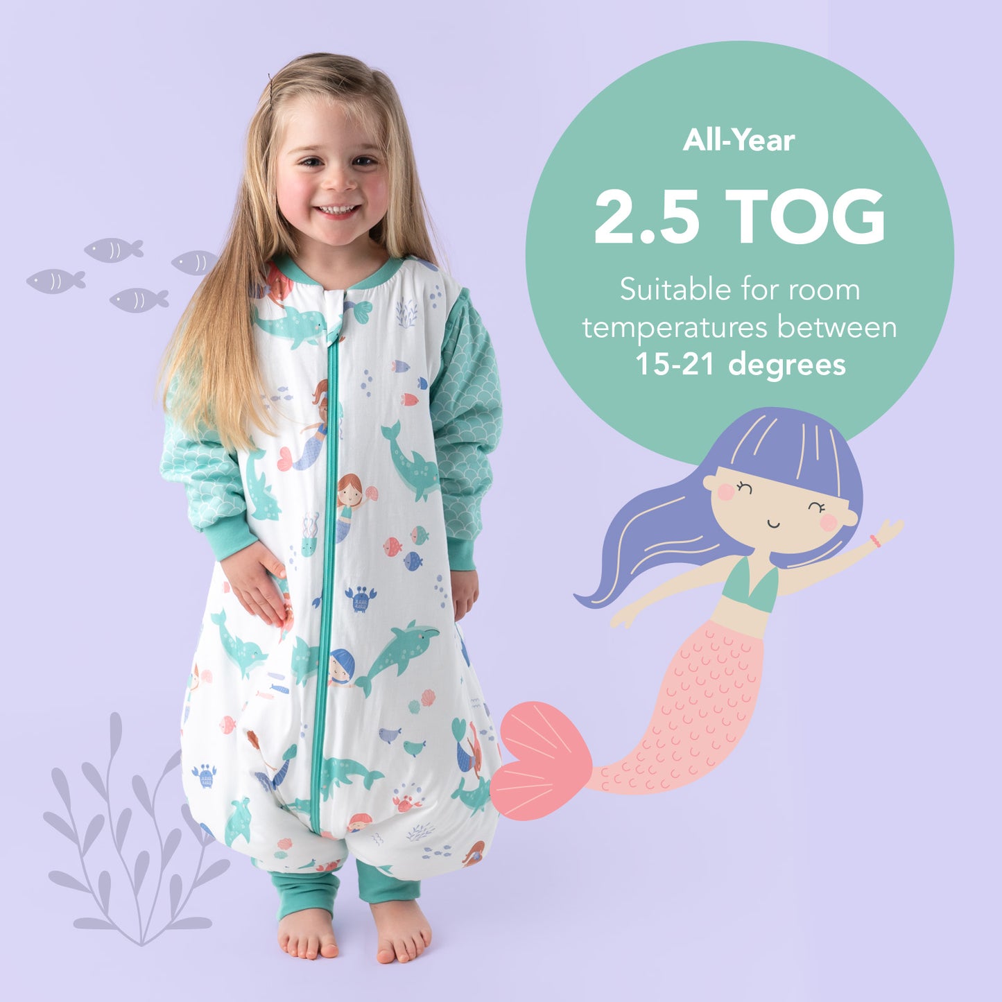 Sleeping Bag with Feet & Foldable Feet Covers - 2.5 TOG