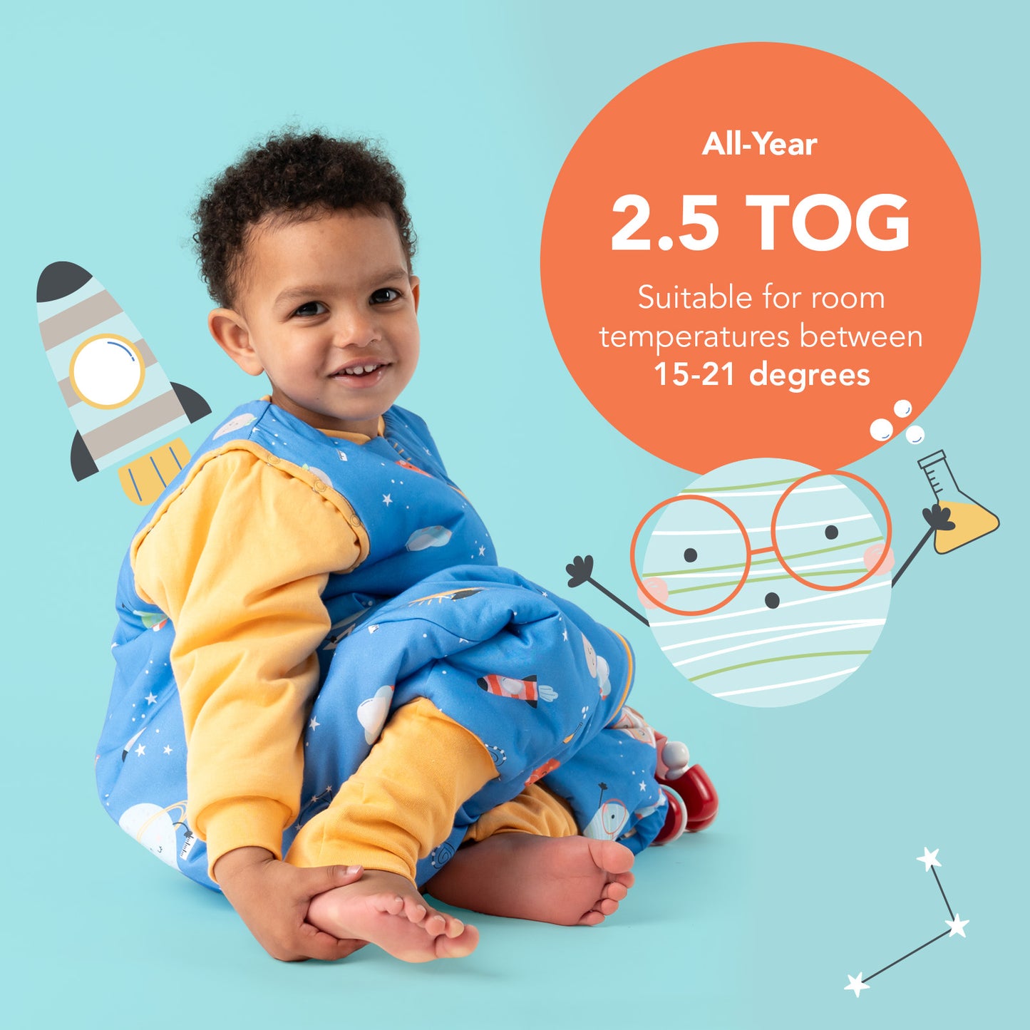 Sleeping Bag with Feet & Foldable Feet Covers - 2.5 TOG