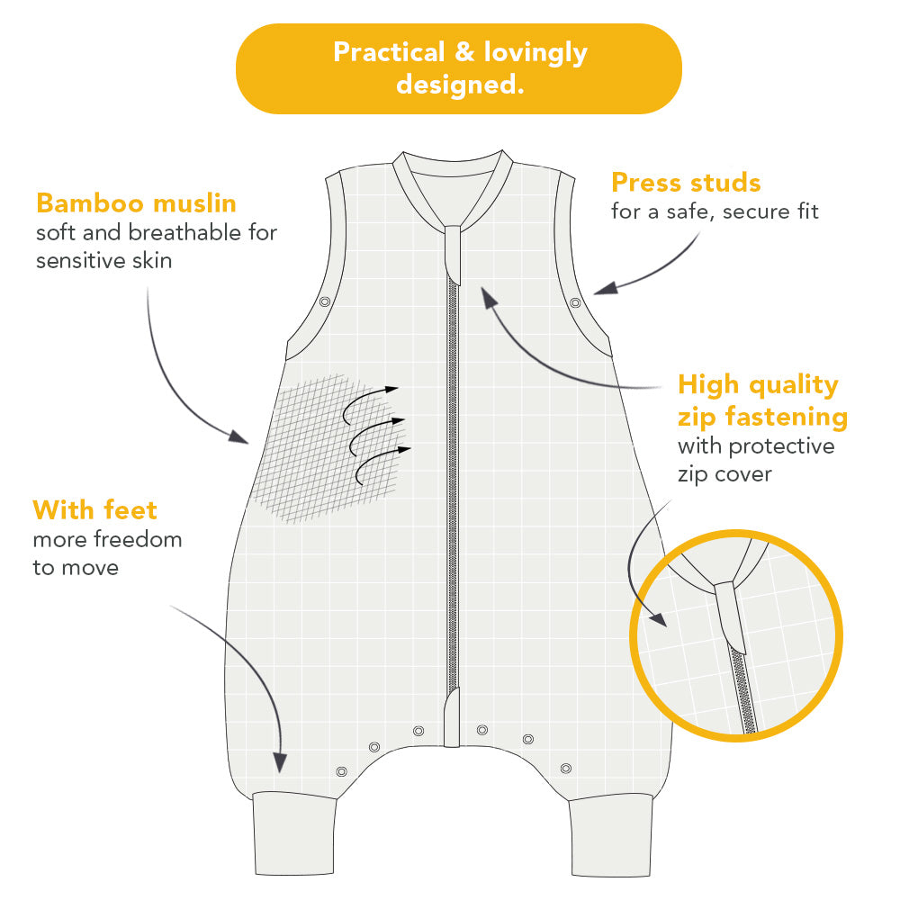 Muslin Sleeping Bag with Feet - 0.5 TOG