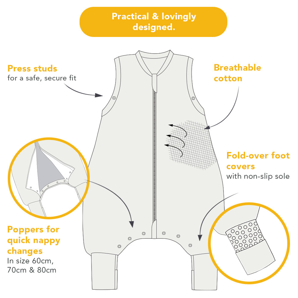 Organic Sleeping Bag with Feet & Foldable Feet Covers - 1.0 TOG