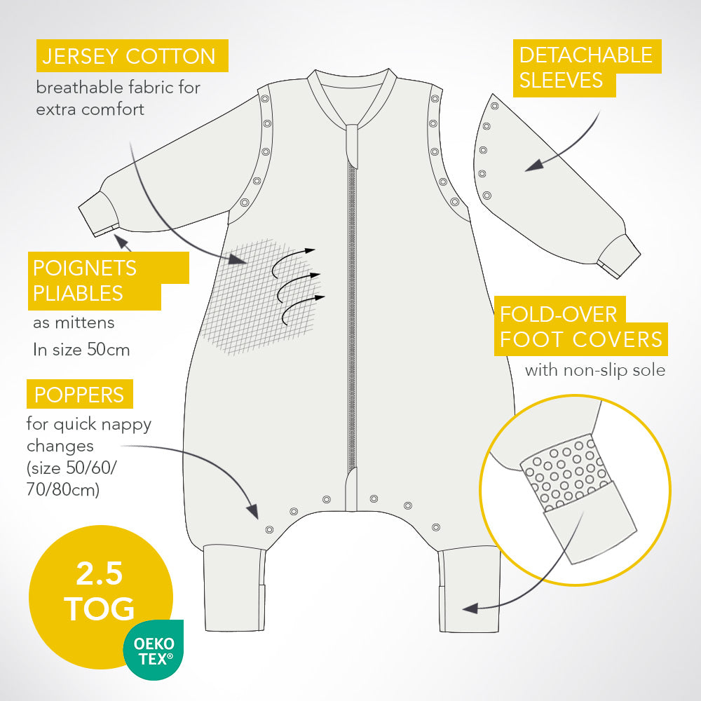 Sleeping Bag with Feet & Foldable Feet Covers - 2.5 TOG