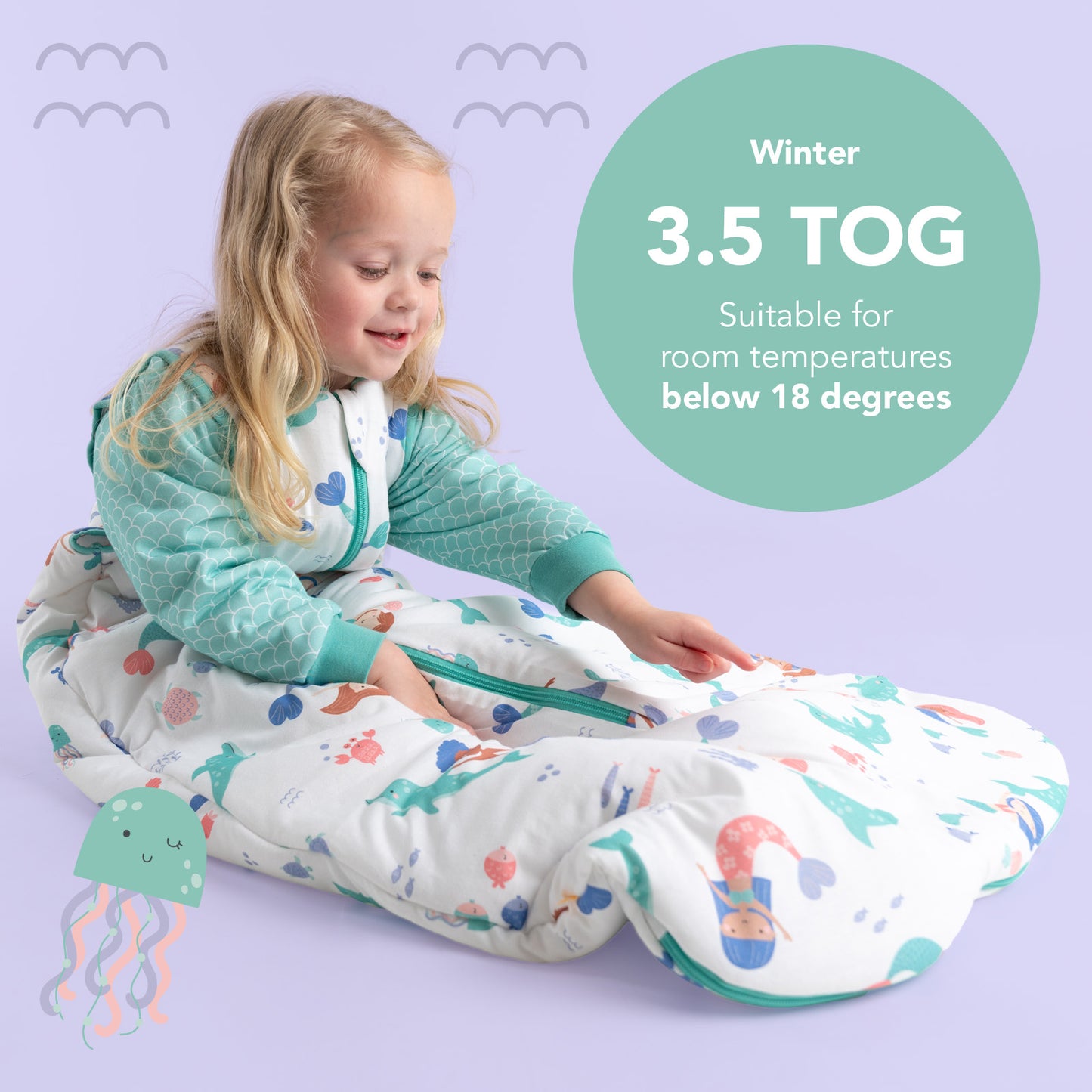 Long Sleeve Baby Sleeping Bag - 3.5 TOG