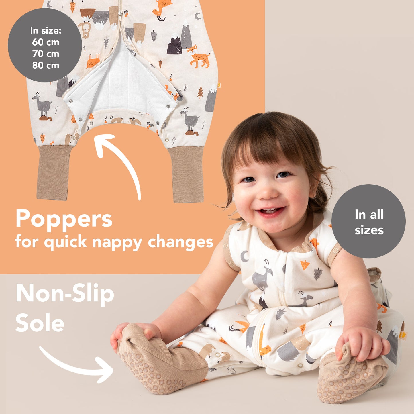 Sleeping Bag with Feet & Foldable Feet Covers - 3.5 TOG