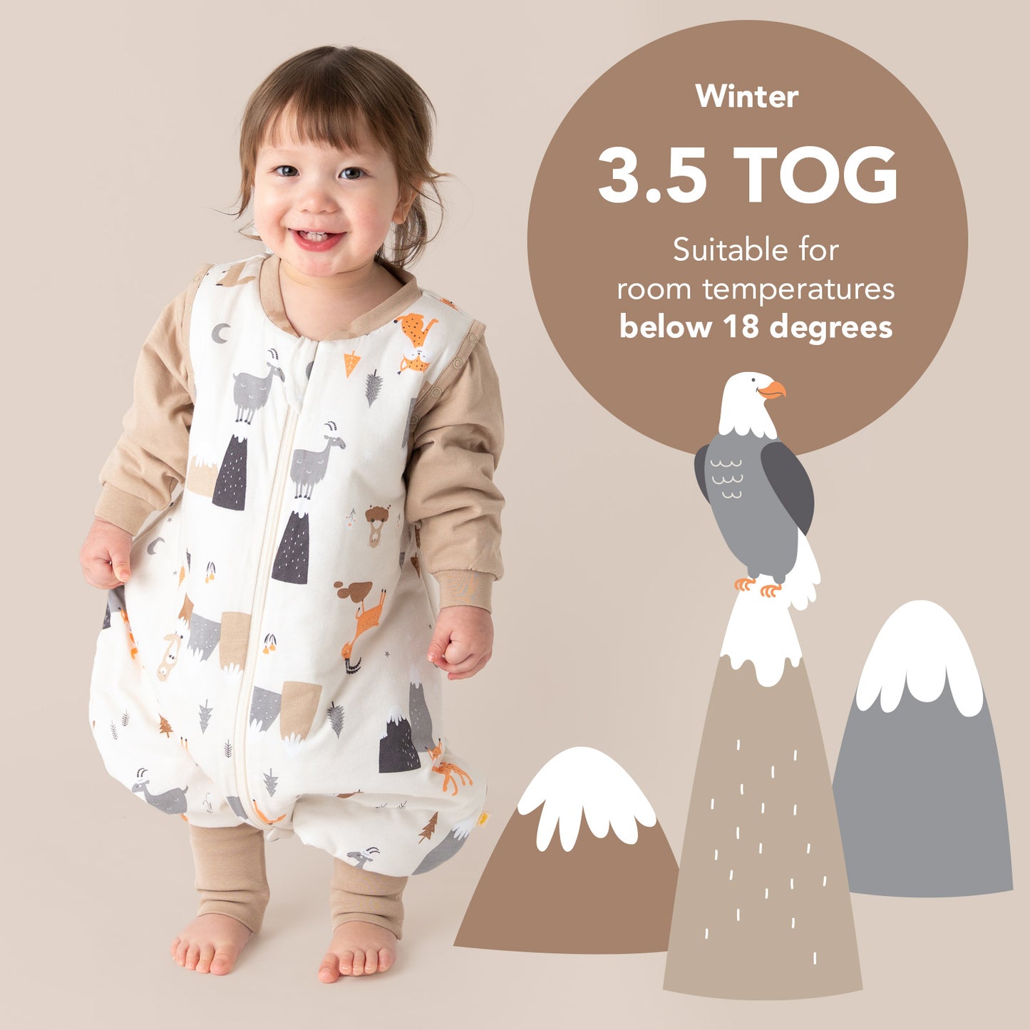 Sleeping Bag with Feet & Foldable Feet Covers - 3.5 TOG