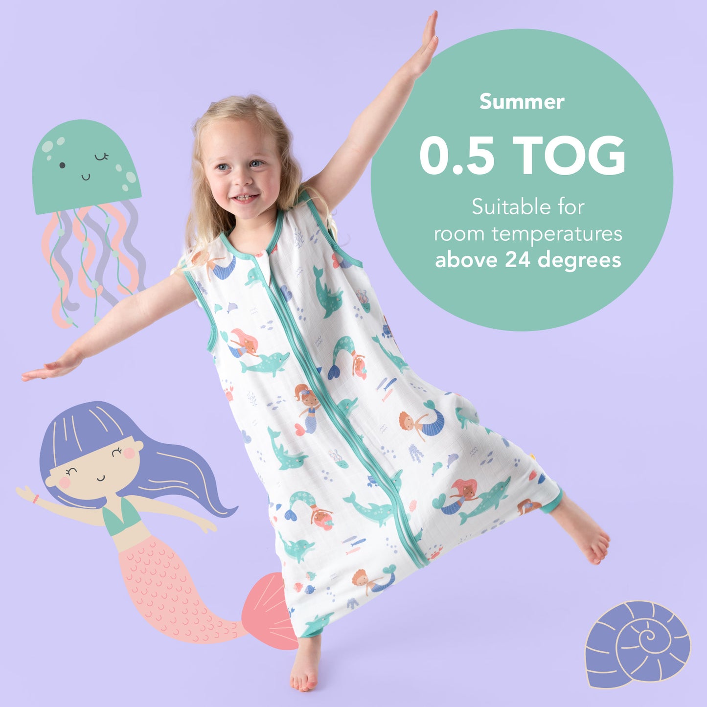 Muslin Sleeping Bag with Feet - 0.5 TOG