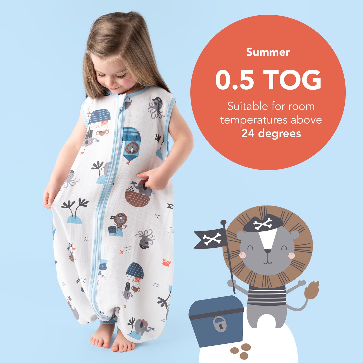 Muslin Sleeping Bag with Feet - 0.5 TOG