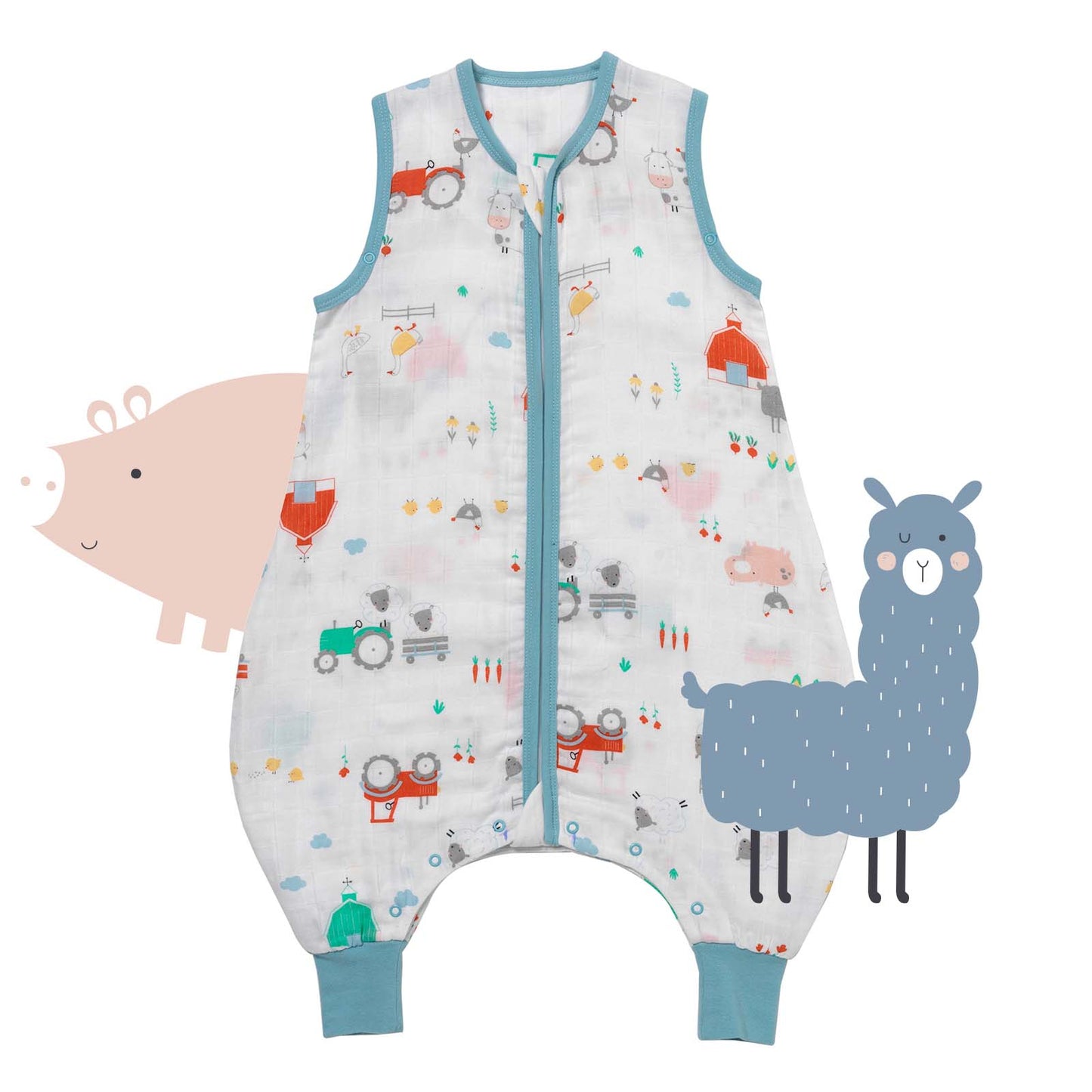 Organic Muslin Sleeping Bag with Feet - 0.5 Tog