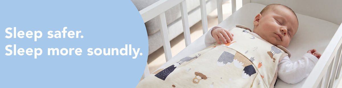 Baby in a Slumbersac Newborn Sleeping Bag for a safe night’s sleep