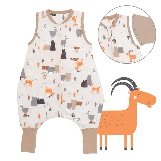 Sleeping Bag with Feet Foldable Feet Covers & Sleeves - 1.0 TOG_Mountain Animals_Front with armhole_1182