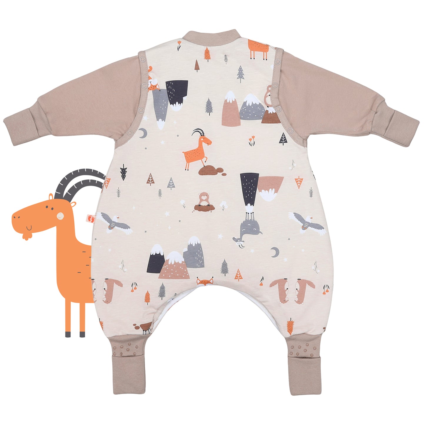 Sleeping Bag with Feet Foldable Feet Covers & Sleeves - 1.0 TOG_Mountain Animals_back_1182