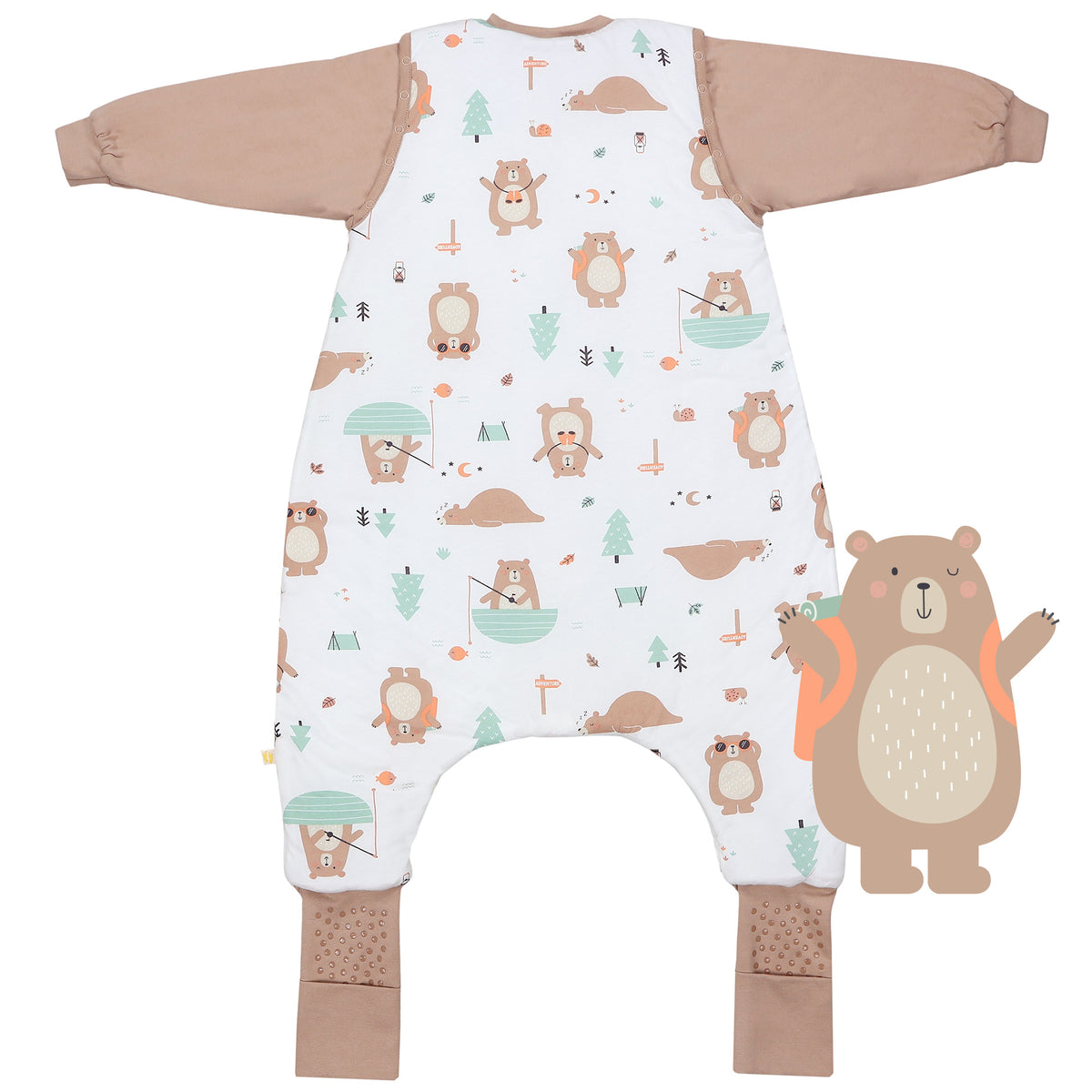 Sleeping Bag with Feet Foldable Feet Covers & Sleeves - 1.0 TOG_Explorer Bear_back_1182