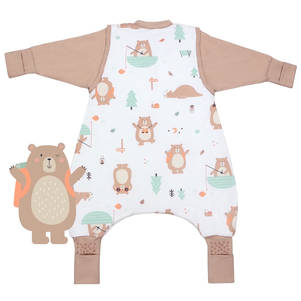 Sleeping Bag with Feet Foldable Feet Covers & Sleeves - 1.0 TOG_Explorer Bear_back_1182