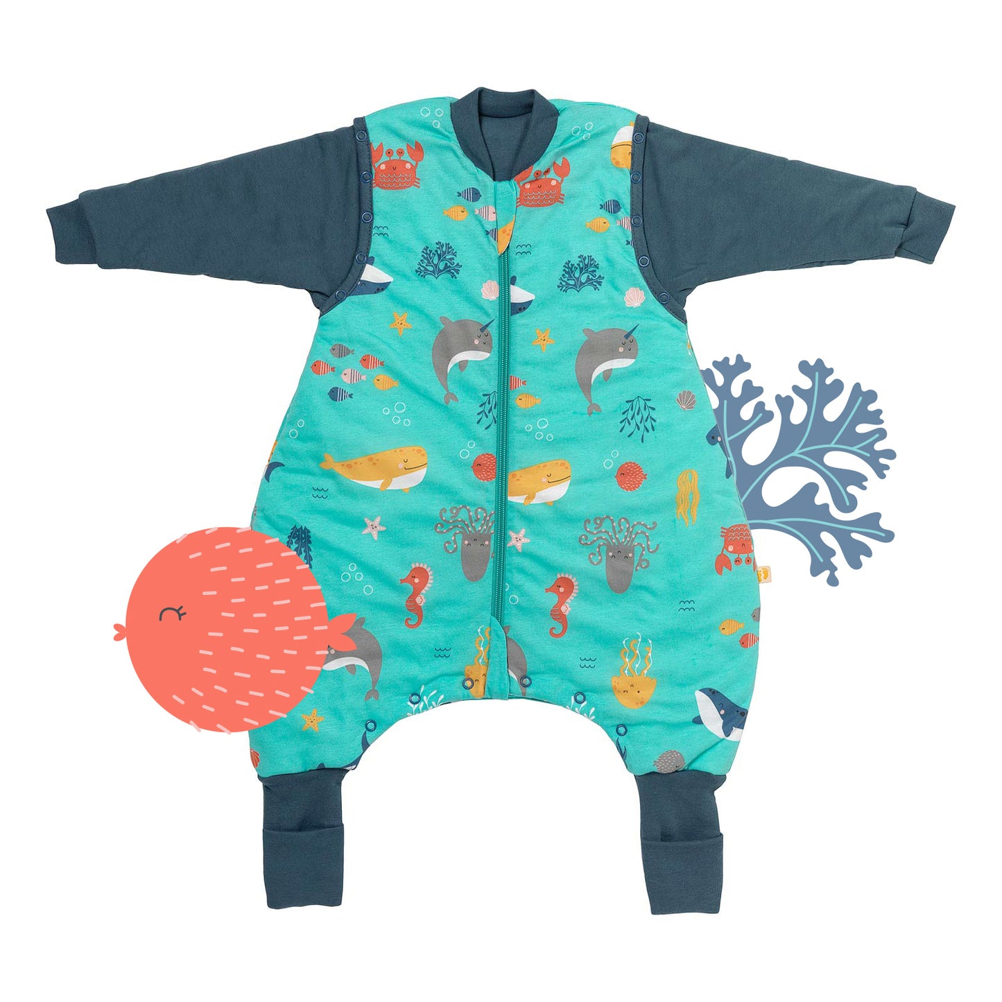 Sleeping Bag with Feet Foldable Feet Covers & Sleeves - 1.0 TOG_Under the Sea_front_1182