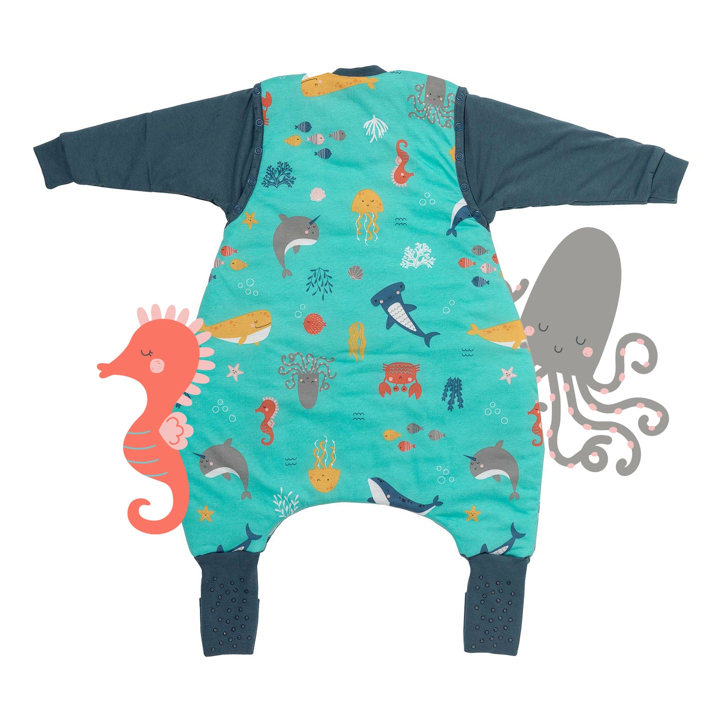 Sleeping Bag with Feet Foldable Feet Covers & Sleeves - 1.0 TOG_Under the Sea_back_1182