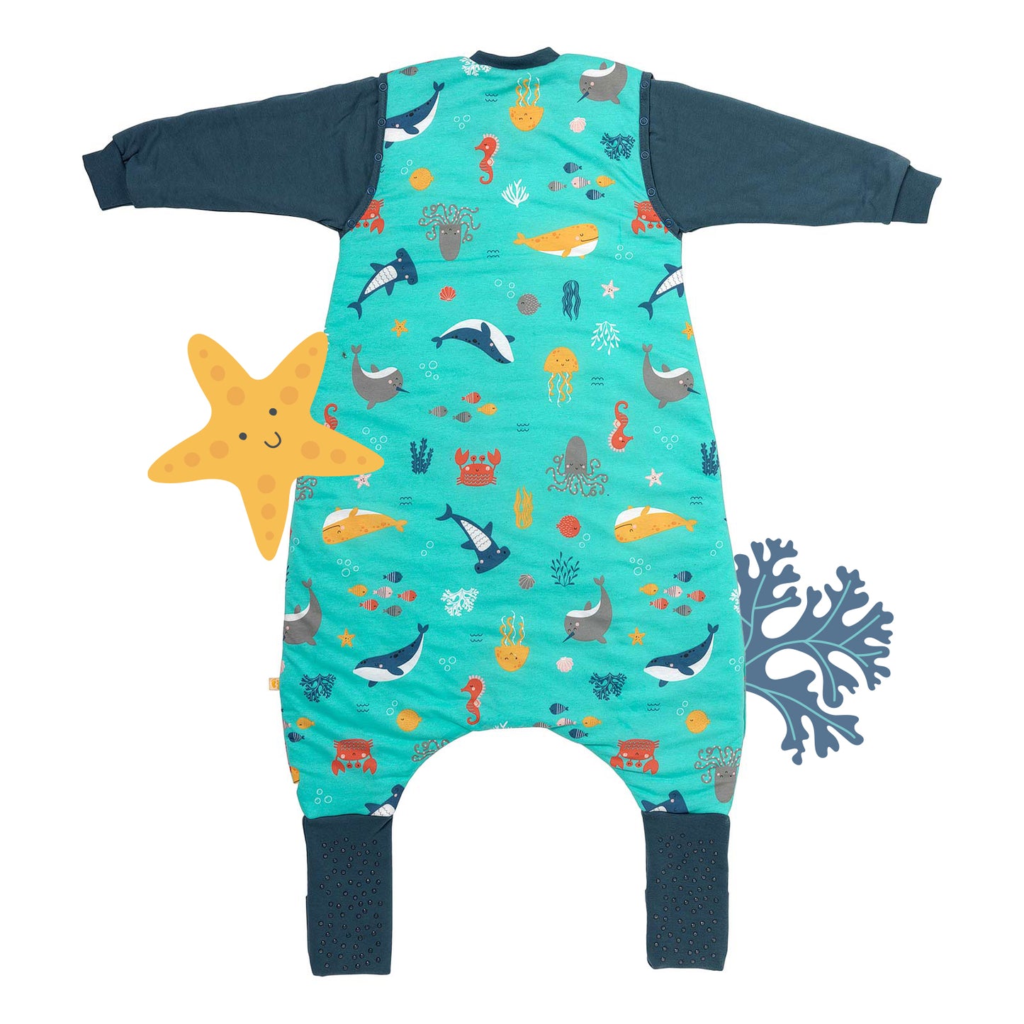 Sleeping Bag with Feet Foldable Feet Covers & Sleeves - 1.0 TOG_Under the Sea_back_1182