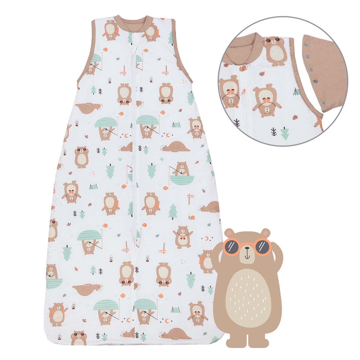 Baby Sleeping Bag - 1.0 TOG_Explorer Bear_Front with armhole_1187