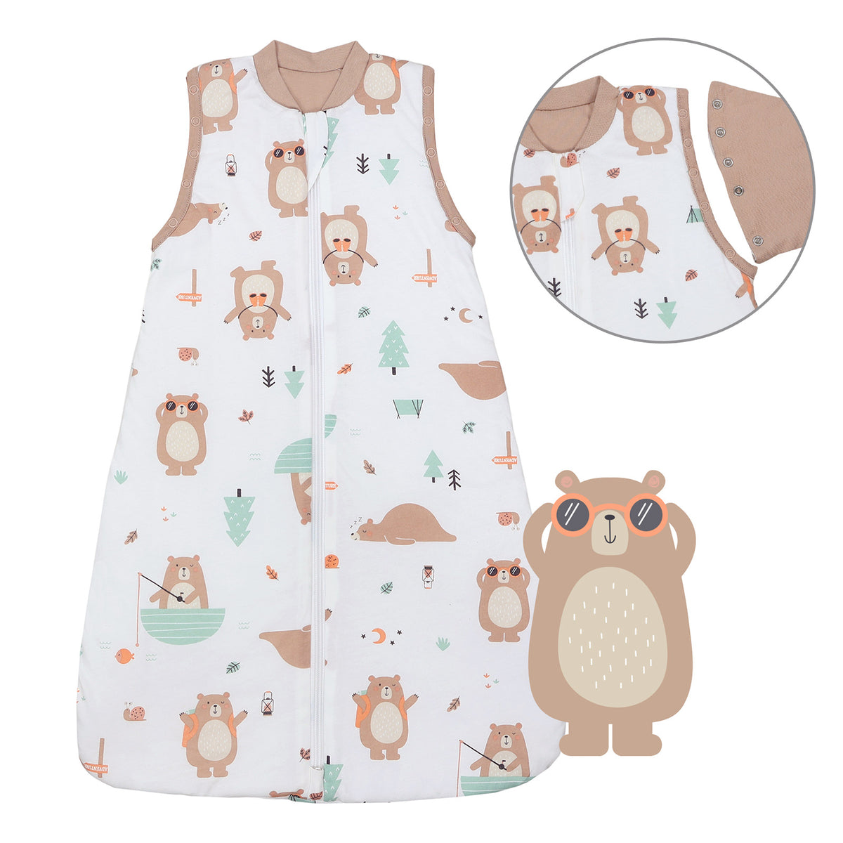 Baby Sleeping Bag - 1.0 TOG_Explorer Bear_Front with armhole_1187