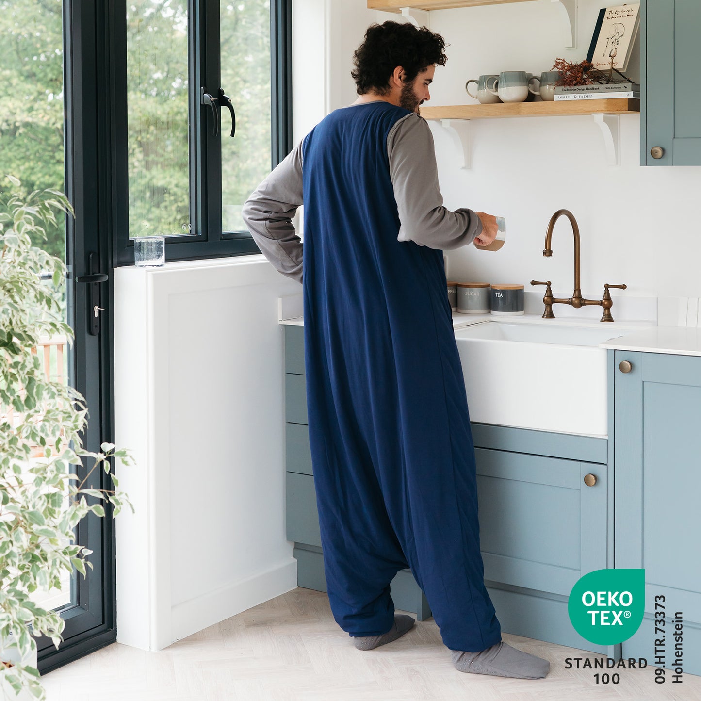 Adult Sleeping Bag with Feet & Detachable Sleeves - 2.5 TOG_Navy Grey_1188_2