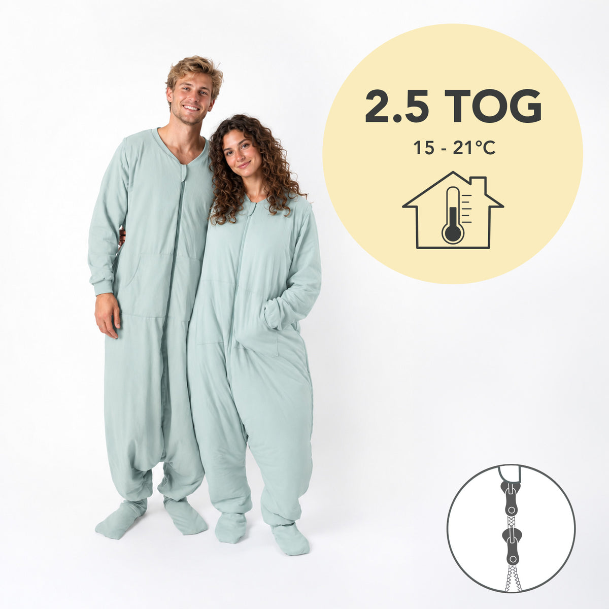 Adult Sleeping Bag with Feet & Detachable Sleeves - 2.5 TOG_Sage_TOG_1188