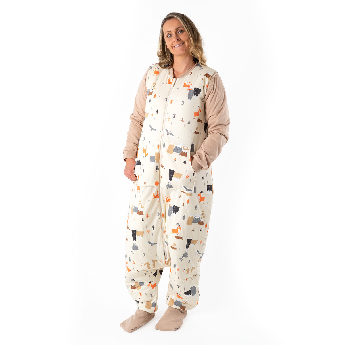Adult Sleeping Bag with Feet & Detachable Sleeves - 3.5 TOG_Mountain Animals_sample image_1189