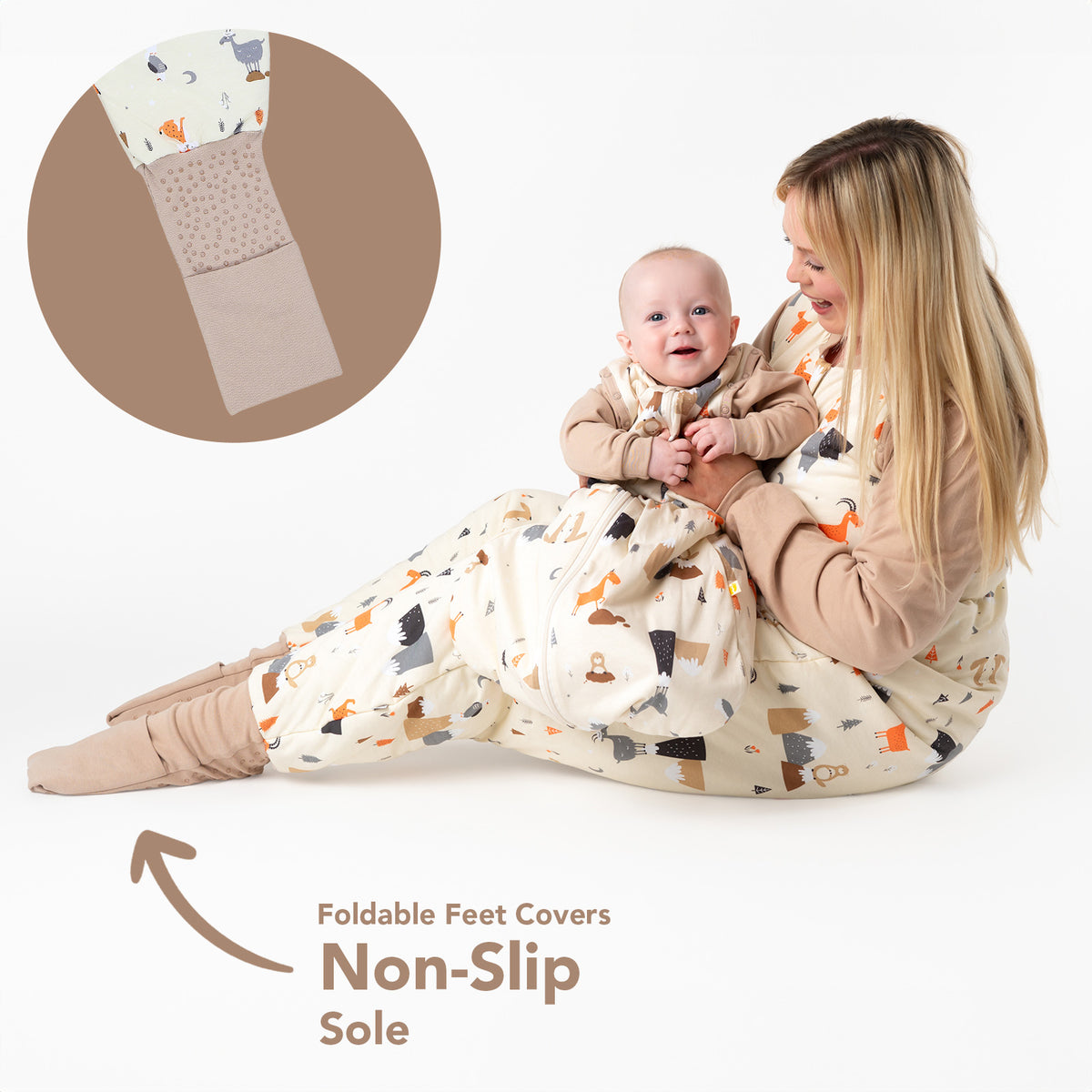 Adult Sleeping Bag with Feet & Detachable Sleeves - 3.5 TOG_Mountain Animals_foot area_1189