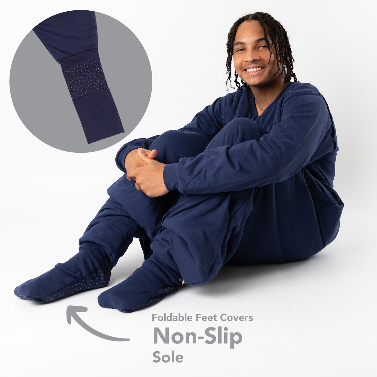 Adult Sleeping Bag with Feet & Detachable Sleeves - 3.5 TOG_Navy Blue_foot area_1189