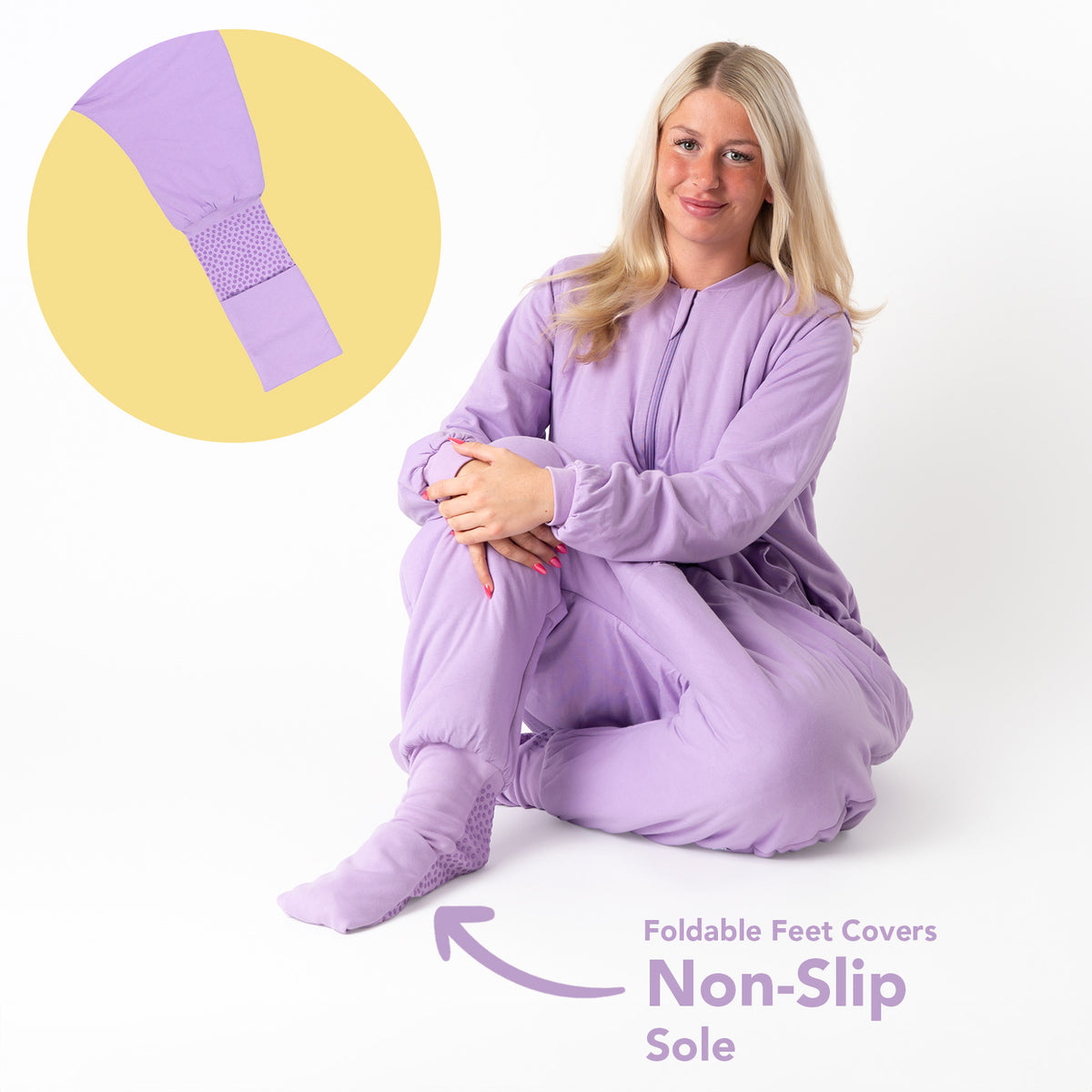 Adult Sleeping Bag with Feet & Detachable Sleeves - 3.5 TOG_Lilac_foot area_1189