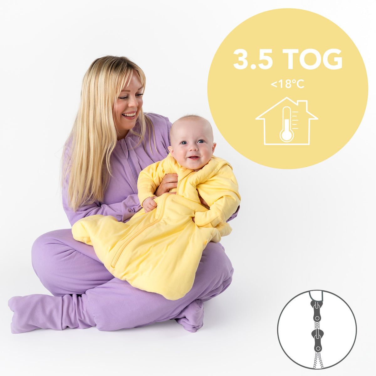 Adult Sleeping Bag with Feet & Detachable Sleeves - 3.5 TOG_Lilac_TOG_1189