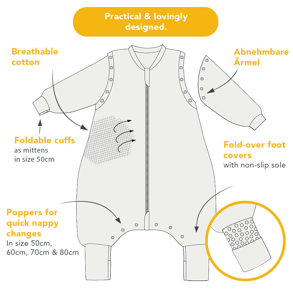 Sleeping Bag with Feet, Foldable Feet Covers & Sleeves - 1.0 TOG