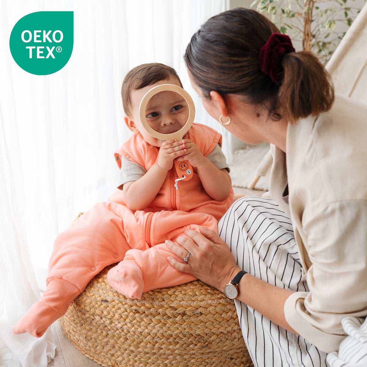 Sleeping Bag with Feet Foldable Feet Covers & Sleeves - 1.0 TOG_Peach_OEKOTEX_1200