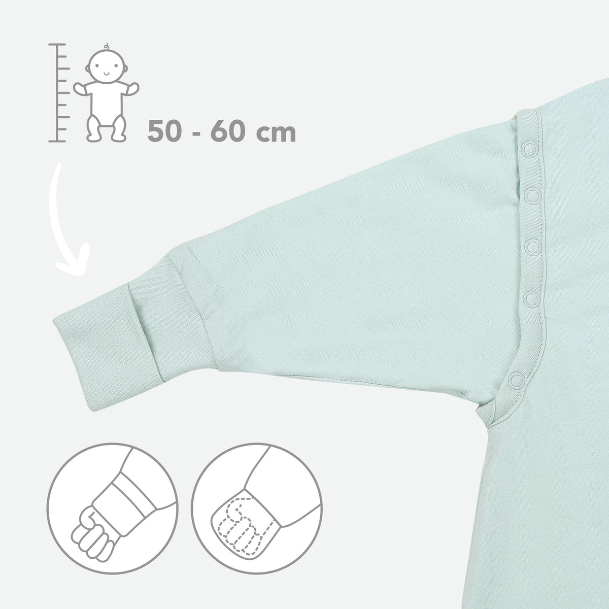 Sleeping Bag with Feet Foldable Feet Covers & Sleeves - 1.0 TOG_Sage_sleeve area_1200