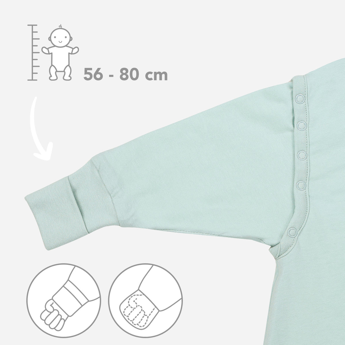 Baby Sleeping Bag - 1.0 TOG_Sage_sleeve area_1201