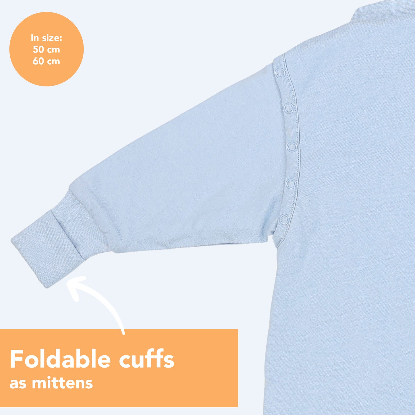Sleeping Bag with Feet & Foldable Feet Covers - 2.5 TOG_Powder Blue_Cuffs_1202