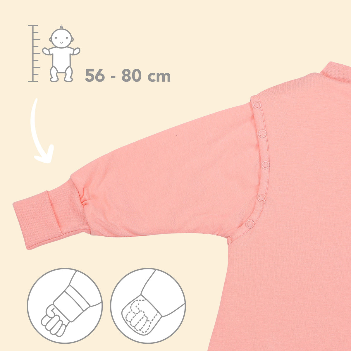 Sleeping Bag with Detachable Sleeves - 2.5 TOG_Peach_sample image_1203