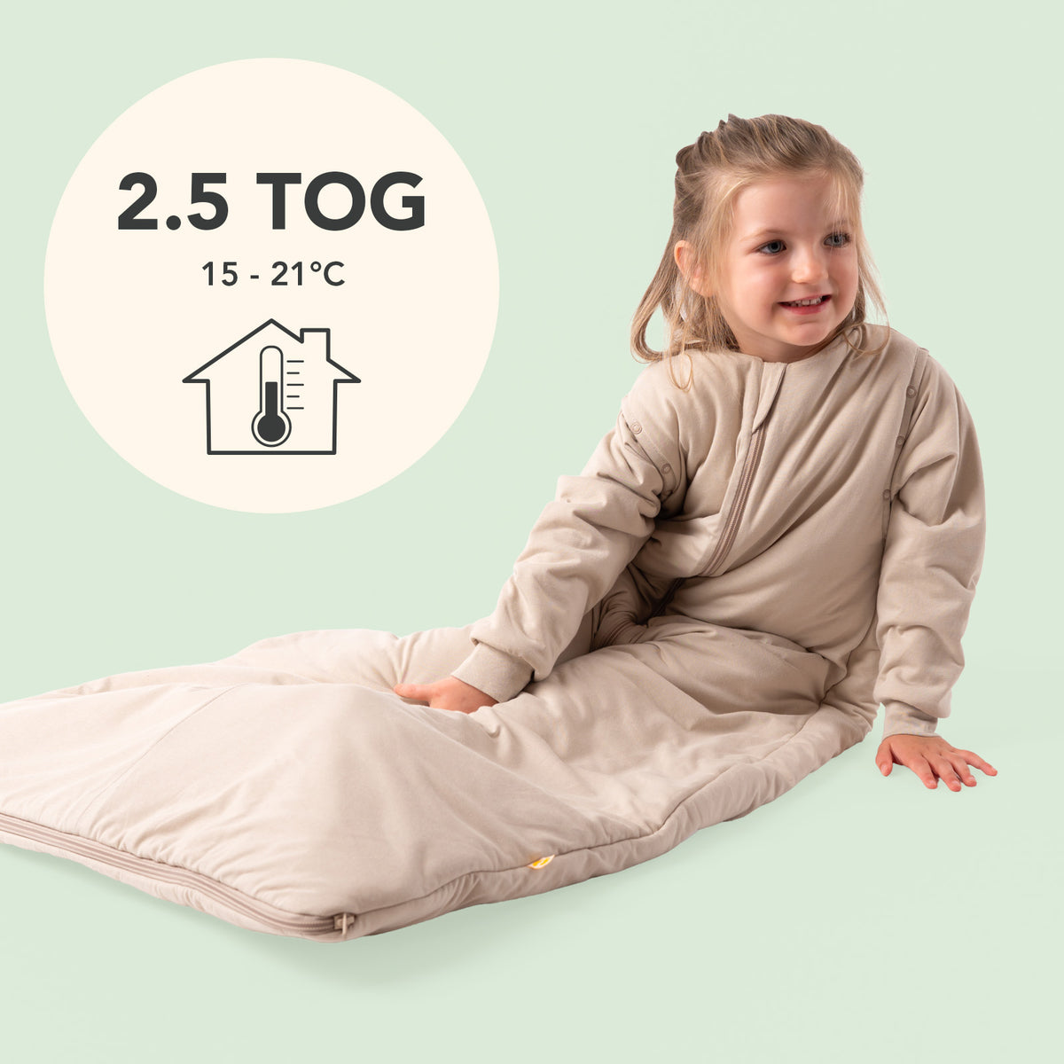Sleeping Bag with Detachable Sleeves - 2.5 TOG_Oatmeal_TOG_1203
