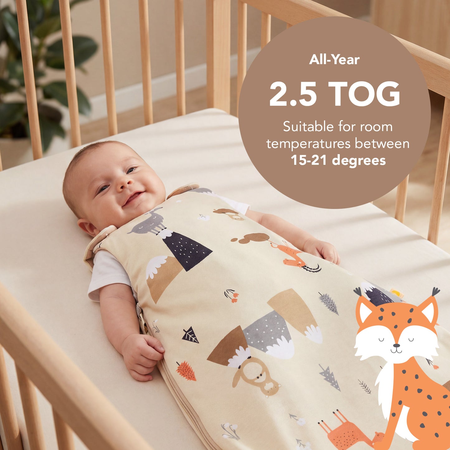 Baby Sleeping Bag - 2.5 TOG_Mountain Animals_TOG_1205