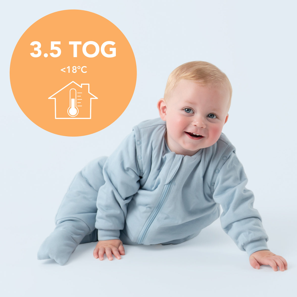 Sleeping Bag with Feet & Foldable Feet Covers - 3.5 TOG_Powder Blue_TOG_1209