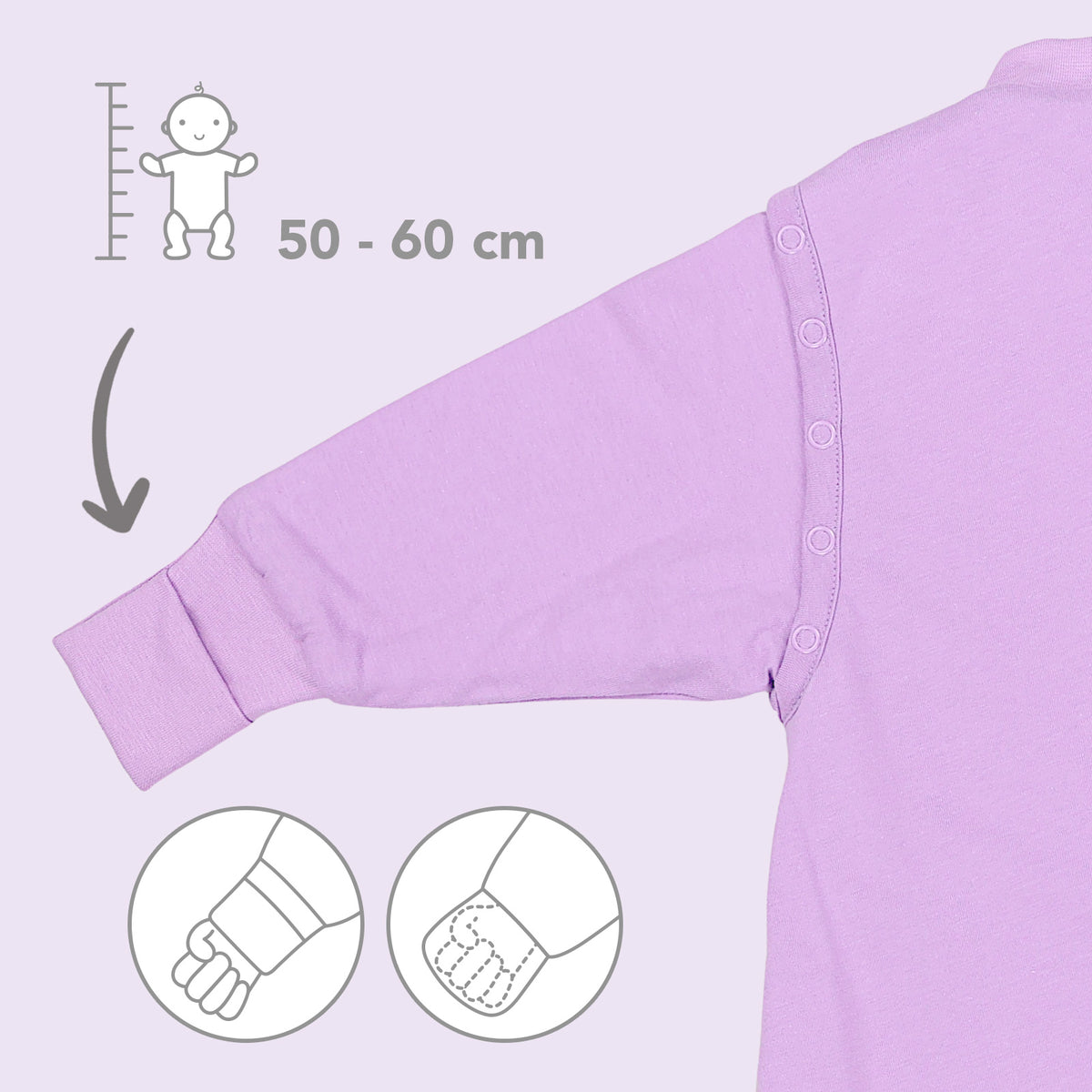 Sleeping Bag with Feet & Foldable Feet Covers - 3.5 TOG_Lilac_sleeve area_1209