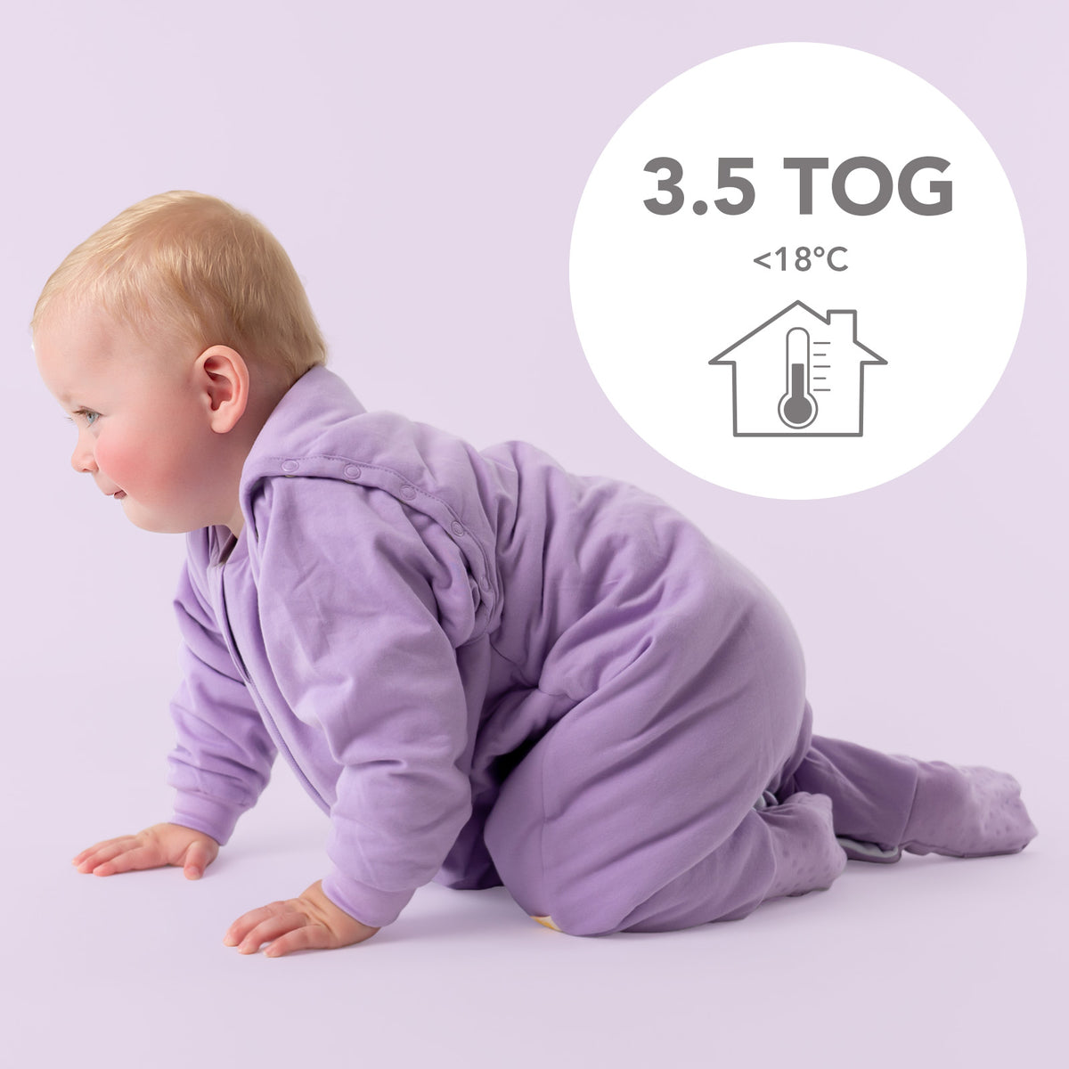 Sleeping Bag with Feet & Foldable Feet Covers - 3.5 TOG_Lilac_TOG_1209