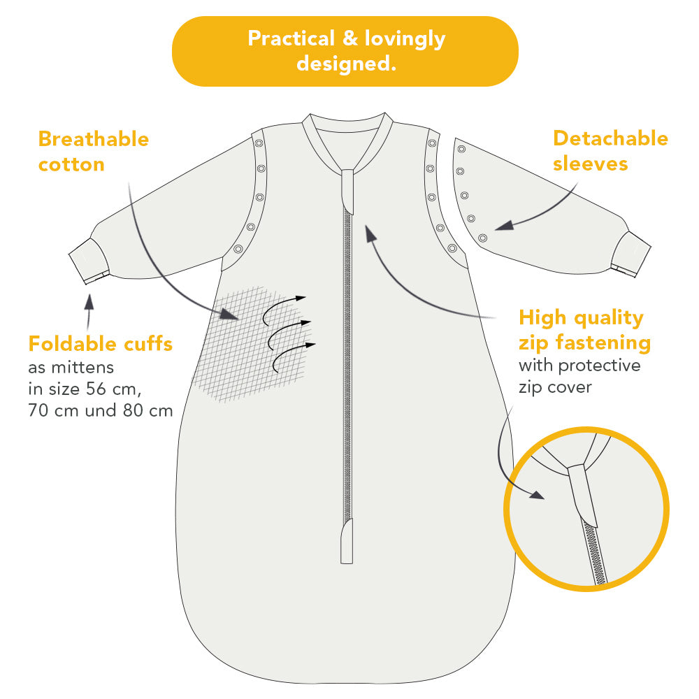 Long Sleeve Baby Sleeping Bag - 3.5 TOG_size chart_1210